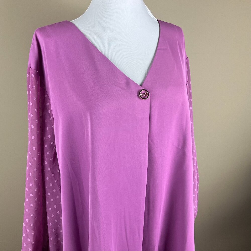 Bebonnie NWT 3/4 Sleeve Tunic Top Blouse Plus Size XXXL Lavender Purple, V-neck